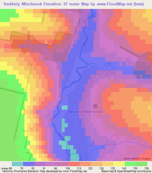 Verkhniy Minchenok,Ukraine Elevation Map