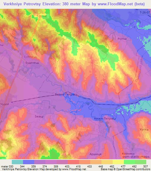 Verkhniye Petrovtsy,Ukraine Elevation Map