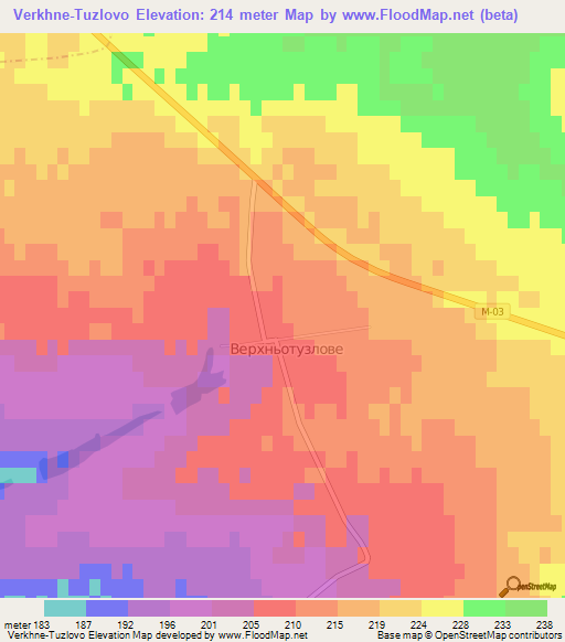 Verkhne-Tuzlovo,Ukraine Elevation Map