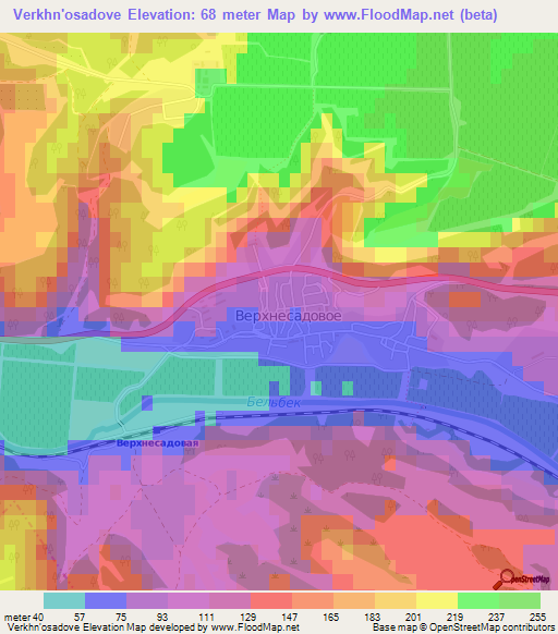 Verkhn'osadove,Ukraine Elevation Map