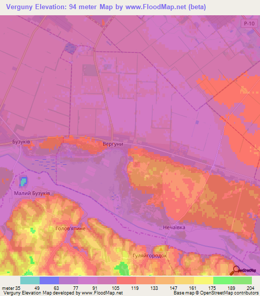 Verguny,Ukraine Elevation Map