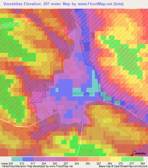 Vereshitsa,Ukraine Elevation Map