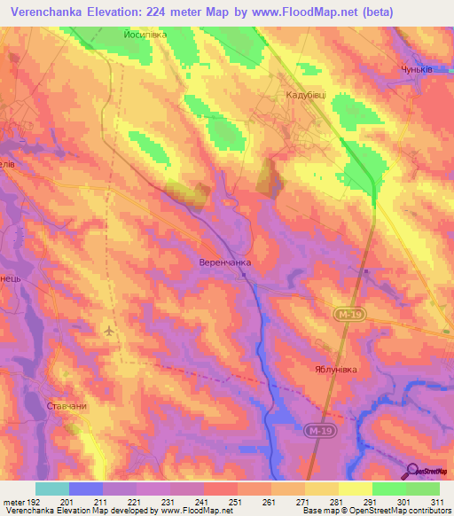 Verenchanka,Ukraine Elevation Map