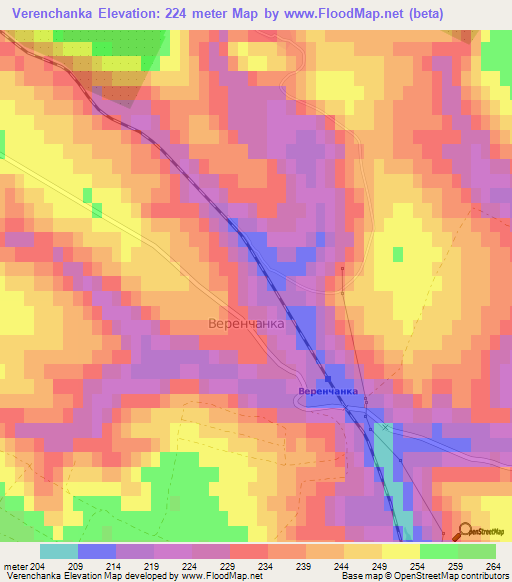 Verenchanka,Ukraine Elevation Map