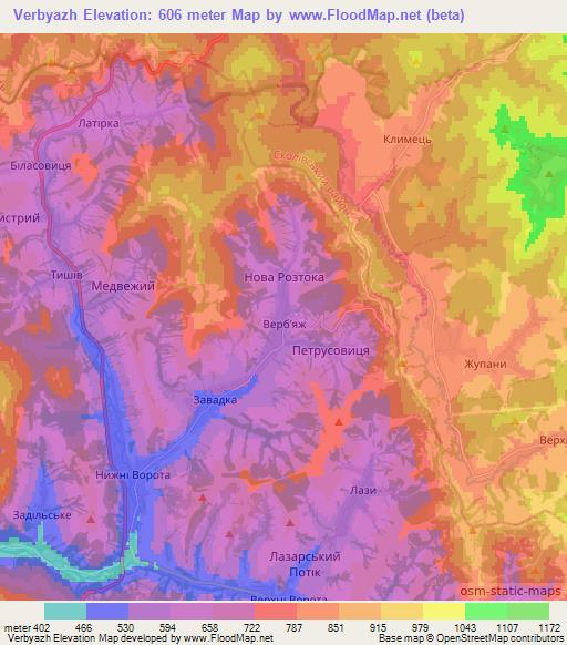 Verbyazh,Ukraine Elevation Map