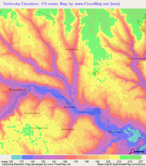 Verbovka,Ukraine Elevation Map