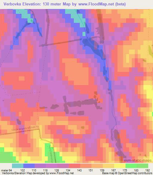 Verbovka,Ukraine Elevation Map