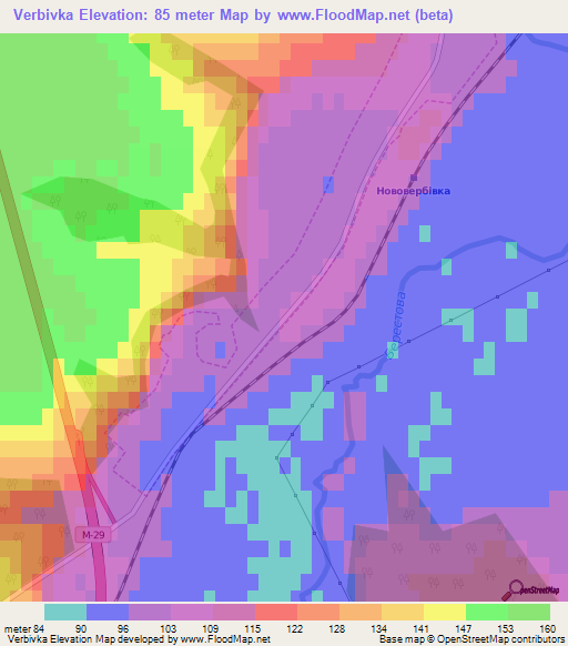 Verbivka,Ukraine Elevation Map