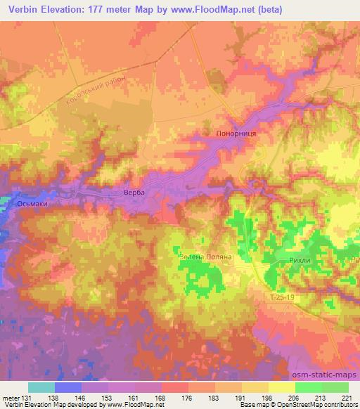 Verbin,Ukraine Elevation Map