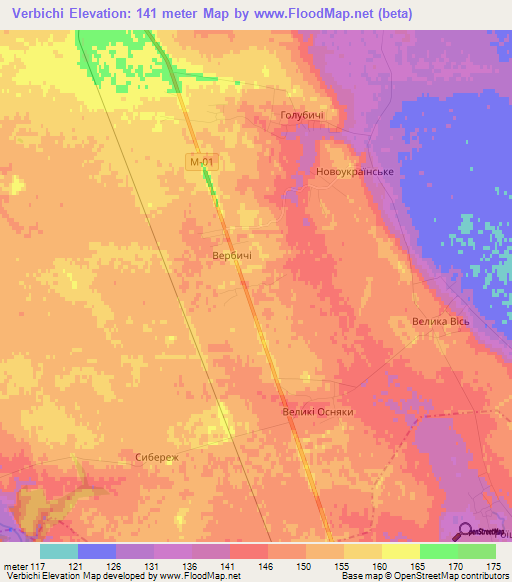 Verbichi,Ukraine Elevation Map