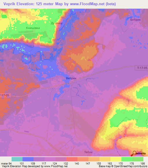 Veprik,Ukraine Elevation Map