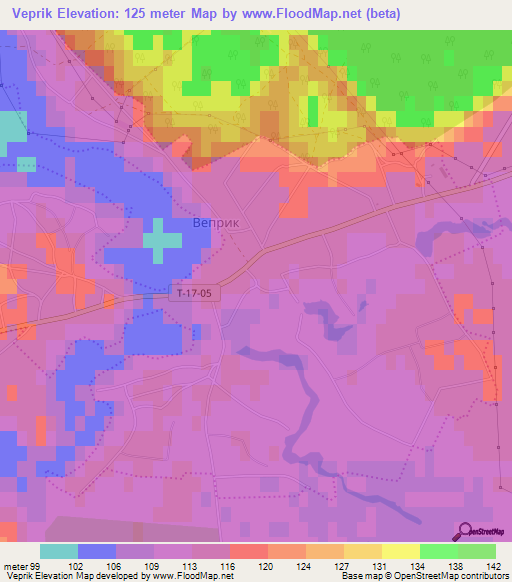 Veprik,Ukraine Elevation Map