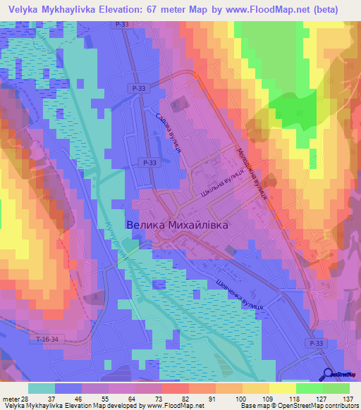 Velyka Mykhaylivka,Ukraine Elevation Map