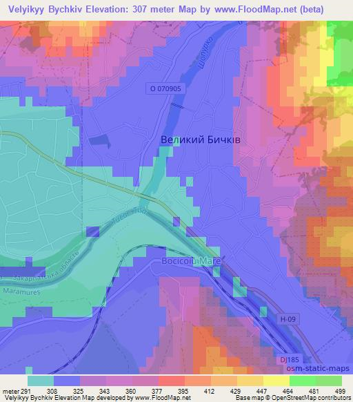 Velyikyy Bychkiv,Ukraine Elevation Map