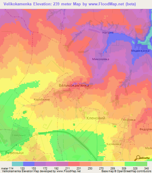 Velikokamenka,Ukraine Elevation Map
