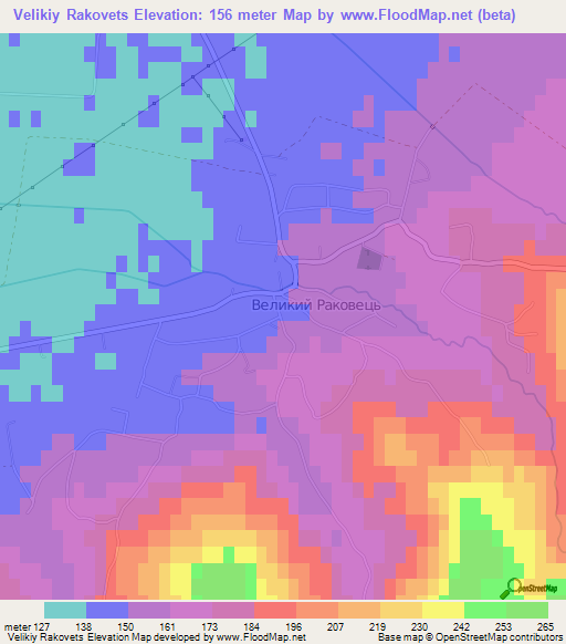 Velikiy Rakovets,Ukraine Elevation Map