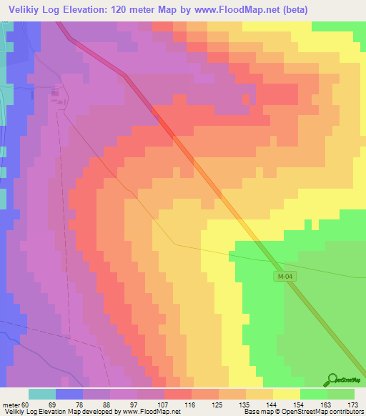 Velikiy Log,Ukraine Elevation Map