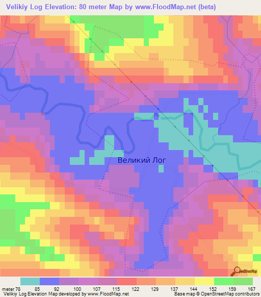 Velikiy Log,Ukraine Elevation Map