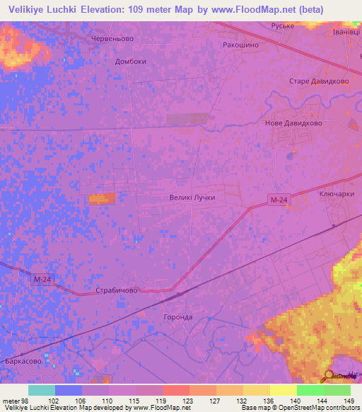 Velikiye Luchki,Ukraine Elevation Map