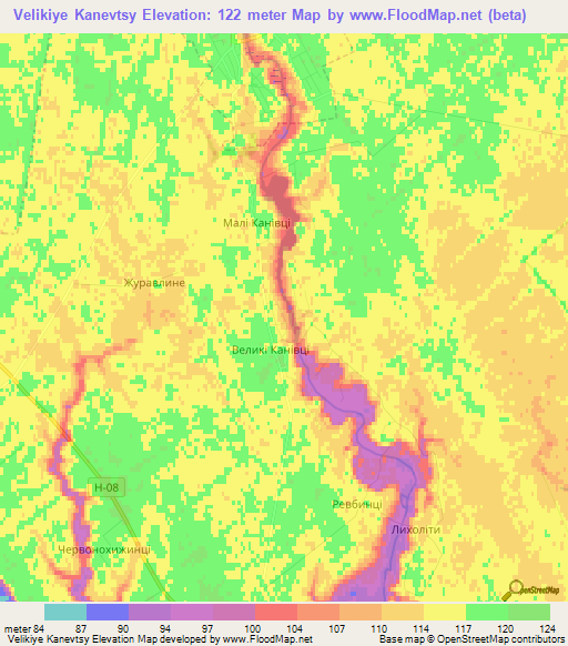 Velikiye Kanevtsy,Ukraine Elevation Map