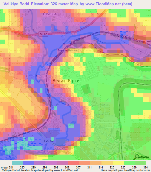 Velikiye Borki,Ukraine Elevation Map