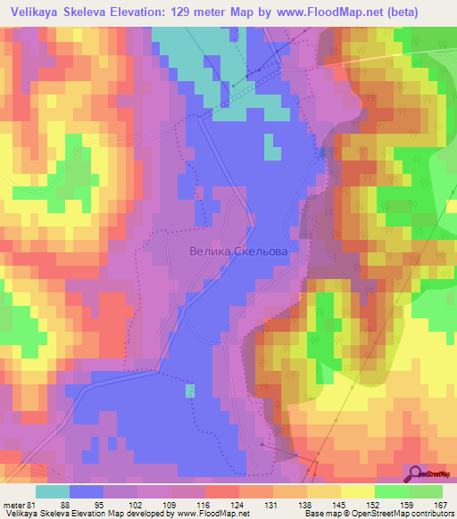 Velikaya Skeleva,Ukraine Elevation Map