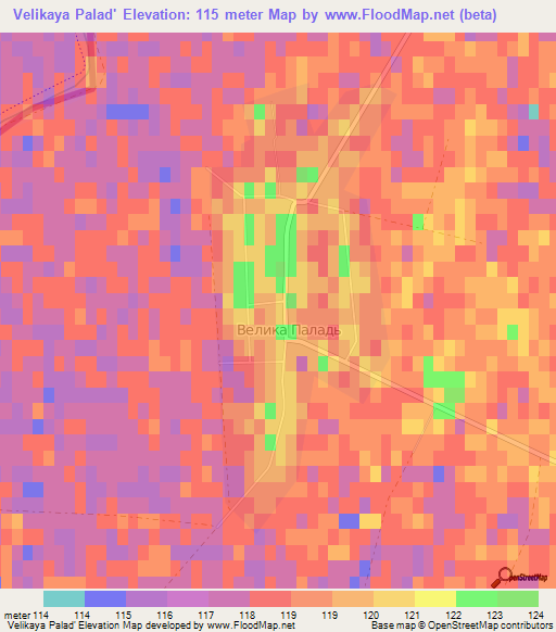 Velikaya Palad',Ukraine Elevation Map