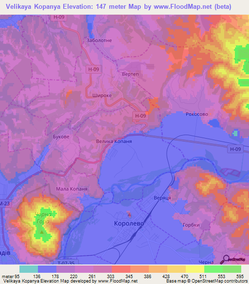 Velikaya Kopanya,Ukraine Elevation Map