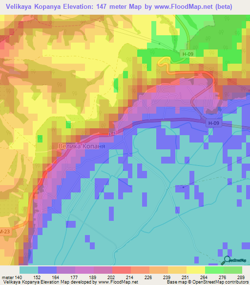 Velikaya Kopanya,Ukraine Elevation Map