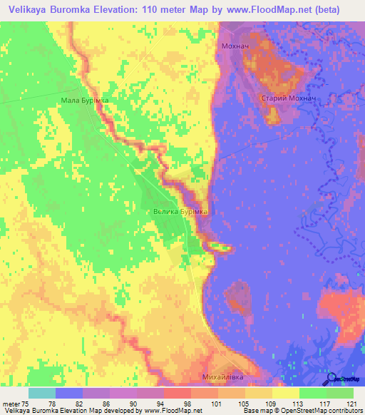 Velikaya Buromka,Ukraine Elevation Map