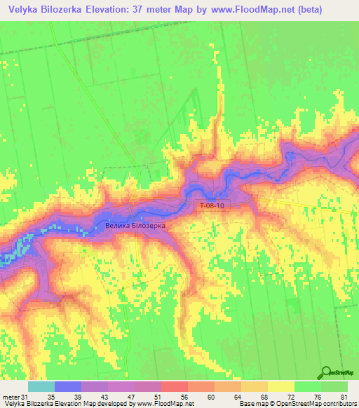 Velyka Bilozerka,Ukraine Elevation Map