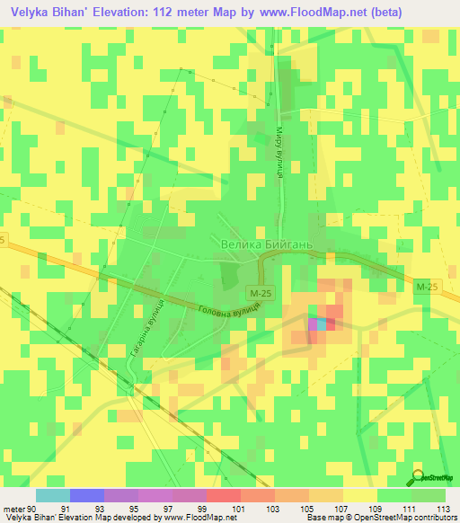 Velyka Bihan',Ukraine Elevation Map