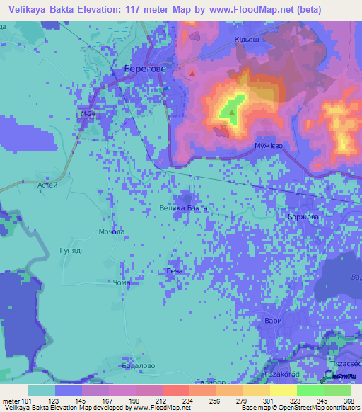 Velikaya Bakta,Ukraine Elevation Map