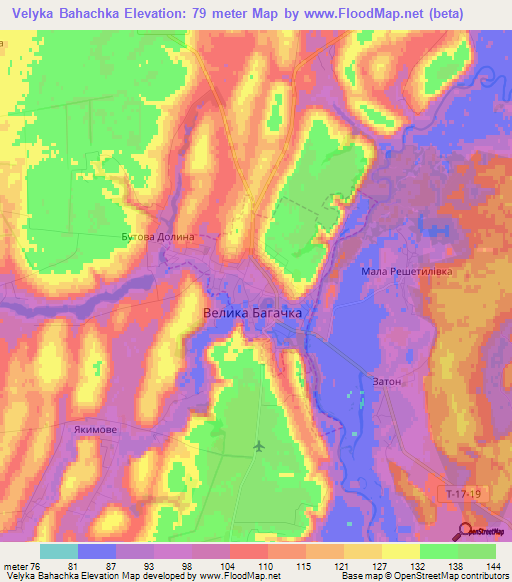 Velyka Bahachka,Ukraine Elevation Map