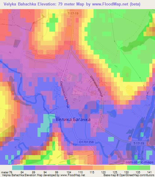 Velyka Bahachka,Ukraine Elevation Map