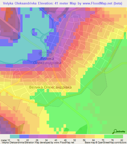 Velyka Oleksandrivka,Ukraine Elevation Map