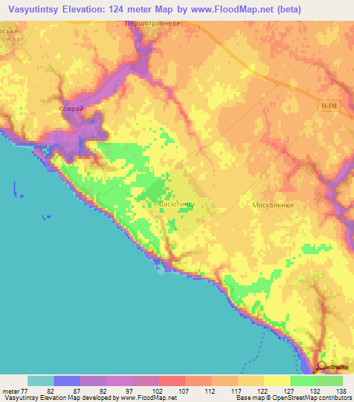 Vasyutintsy,Ukraine Elevation Map