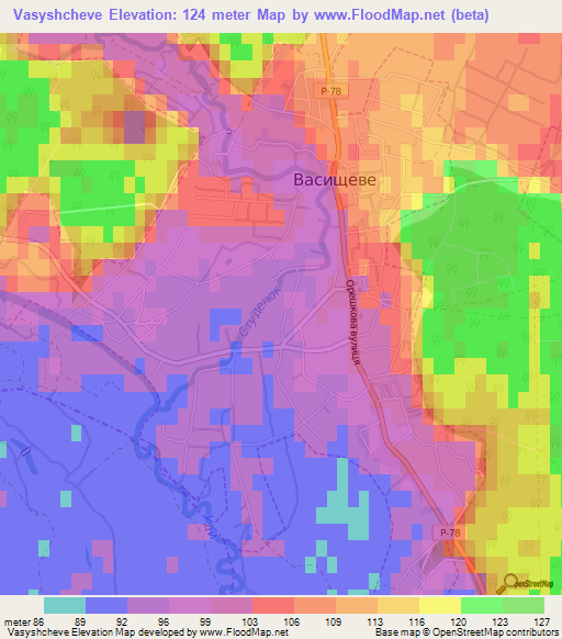 Vasyshcheve,Ukraine Elevation Map