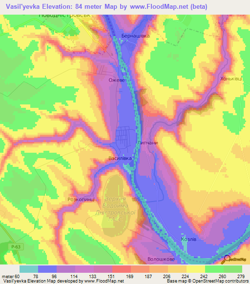 Vasil'yevka,Ukraine Elevation Map