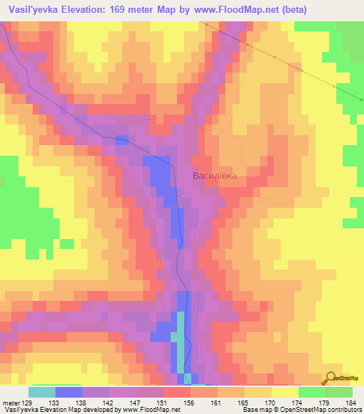 Vasil'yevka,Ukraine Elevation Map
