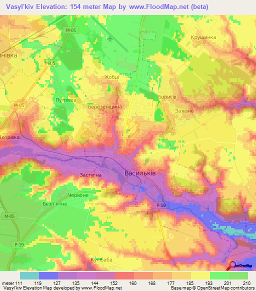 Vasyl'kiv,Ukraine Elevation Map