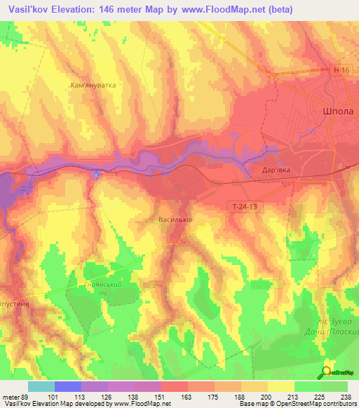 Vasil'kov,Ukraine Elevation Map