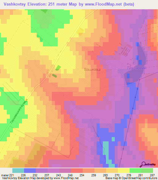 Vashkovtsy,Ukraine Elevation Map