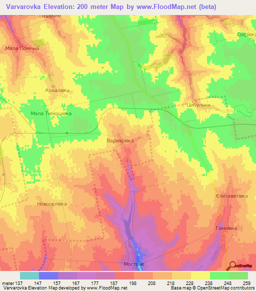 Varvarovka,Ukraine Elevation Map