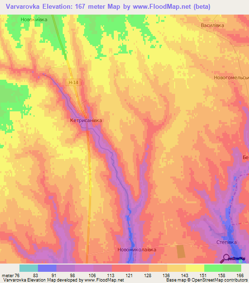 Varvarovka,Ukraine Elevation Map