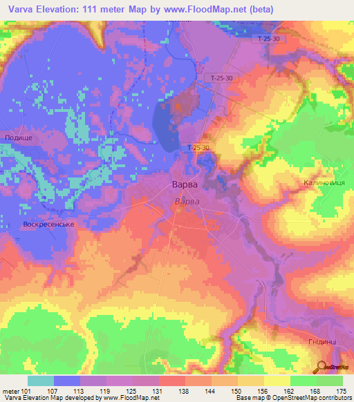 Varva,Ukraine Elevation Map