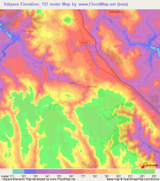 Valyava,Ukraine Elevation Map