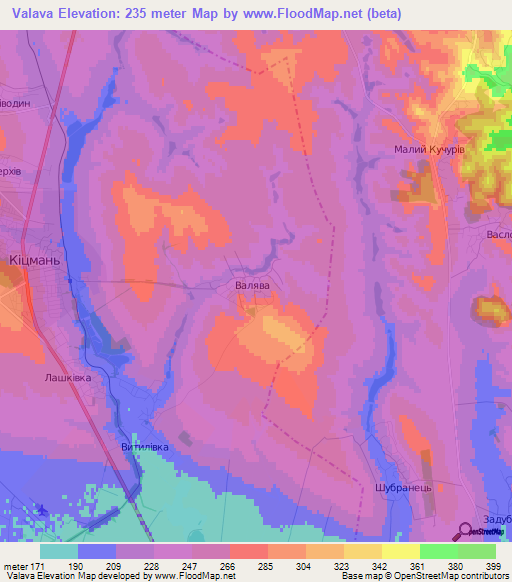 Valava,Ukraine Elevation Map