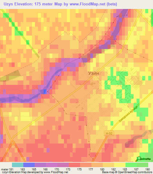 Uzyn,Ukraine Elevation Map