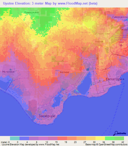 Uyutne,Ukraine Elevation Map